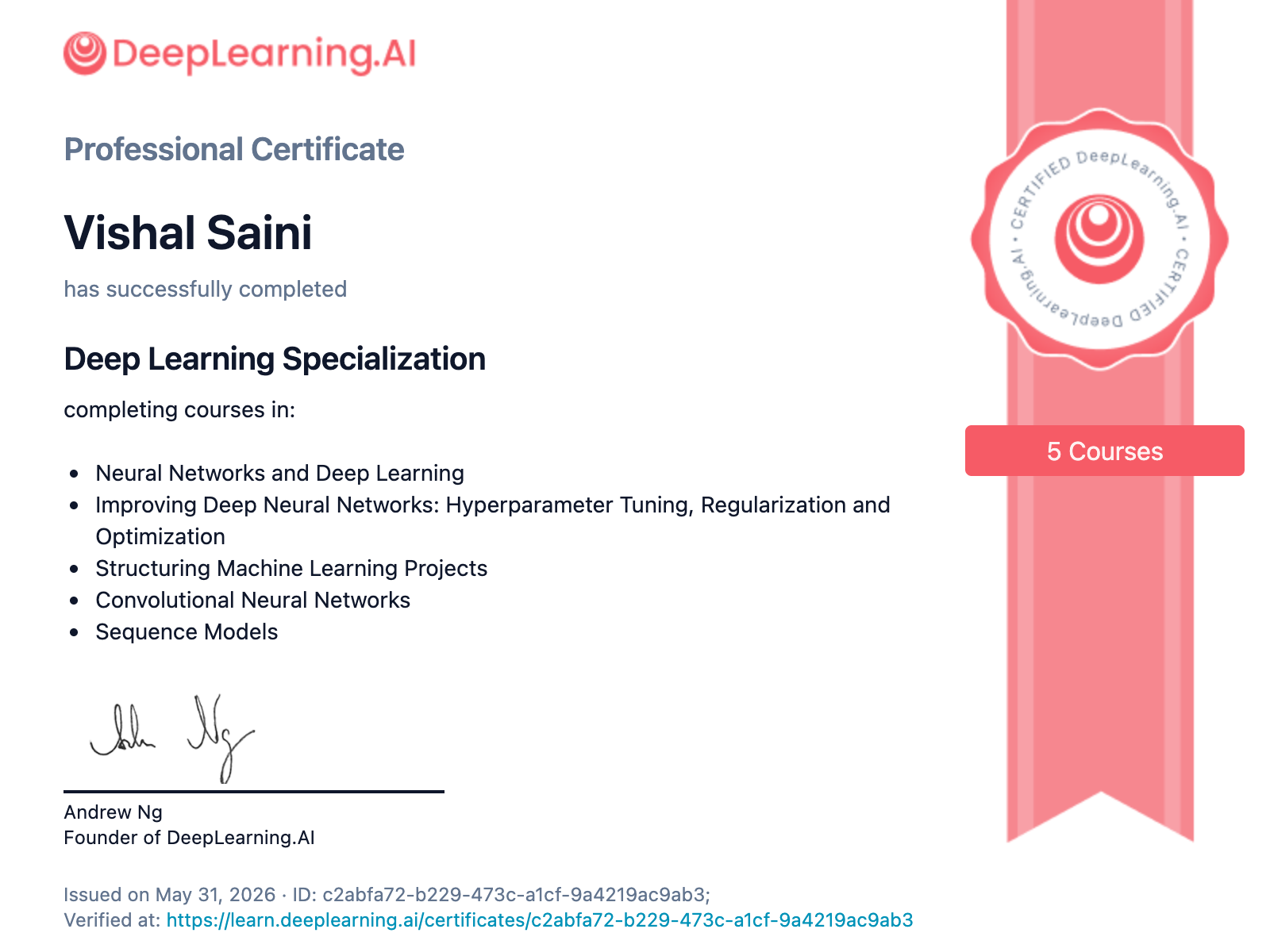 Deep Learning Specialization